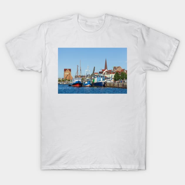 Mecklenburg-Western Pomerania; Rostock; Warnow; Flow; Ship; city port T-Shirt by Kruegerfoto